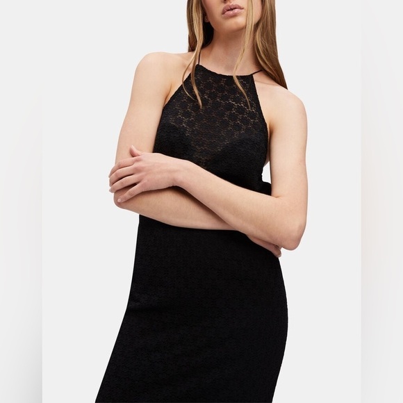 New Bardot Chameleon Lace Midi Dress In Black Strappy Open Back Sz L - Picture 2 of 16